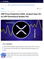 XRP Price Prediction 2025- Analyst Sees $5+ As XRP Dominance Breaks Out