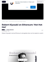 Robert Kiyosaki on Ethereum: 'Hot Hot Hot' - U.Today