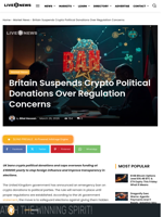 Britain Suspends Crypto Political Donations Over Regulation Concerns | Live Bitcoin News