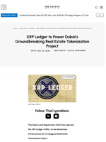 XRP Ledger to Power Dubai’s Groundbreaking Real Estate Tokenization Project