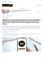 HBAR Price Prediction: Resistance Test at $0.09 as Momentum Stalls and October Range Comes Into Focus - Blockchain.News