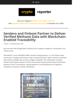 Sendero and Finboot Partner to Deliver Verified Methane Data with Blockchain-Enabled Traceability