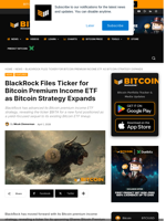 BlackRock Files Ticker For Bitcoin Premium Income ETF As Bitcoin Strategy Expands
