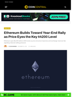 Ethereum Builds Toward Year-End Rally as Price Eyes the Key $4200 Level