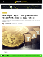 UAE Signs Crypto Tax Agreement with Global Authorities for 2027 Rollout - CoinCentral