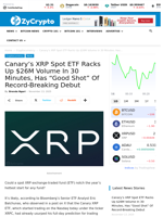 Canary’s XRP Spot ETF Racks Up $26M Volume In 30 Minutes, Has “Good Shot” Of Record-Breaking Debut ⋆ ZyCrypto