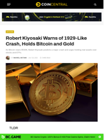 Robert Kiyosaki Warns of 1929-Like Crash, Holds Bitcoin and Gold - CoinCentral