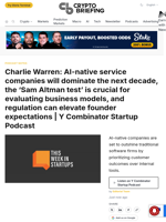 Charlie Warren: AI-native service companies will dominate the next decade, the 'Sam Altman test' is crucial for evaluating business models, and regulation can elevate founder expectations | Y Combinator Startup Podcast