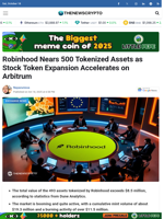 Robinhood Nears 500 Tokenized Assets as Stock Token Expansion Accelerates on Arbitrum - TheNewsCrypto