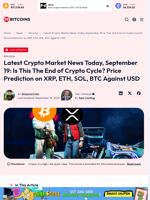 Latest Crypto Market News Today, September 19: Is This The End of Crypto Cycle? Price Prediction on XRP, ETH, SOL, BTC Against USD - 99Bitcoins