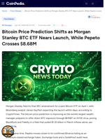 Bitcoin Price Prediction Shifts as Morgan Stanley BTC ETF Nears Launch, While Pepeto Crosses $8.68M