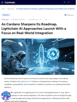 As Cardano Sharpens Its Roadmap, Lightchain AI Approaches Launch With a Focus on Real-World Integration
