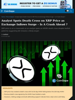 Analyst Spots Death Cross on XRP Price as Exchange Inflows Surge - Is A Crash Ahead ?