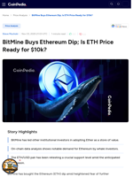 BitMine Buys Ethereum Dip; Is ETH Price Ready for $10k?