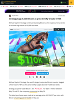 Strategy buys 4,020 Bitcoin as the price breaks $110,000.