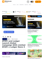 BYDFi and Ledger Launch Global Campaign With Limited BYDFi x Ledger Nano X – Press release Bitcoin News