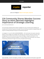 CAI Community Shares Member Success Story as Alaric Bennett Highlights Importance of Strategic Learning
