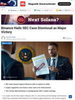 Binance Hails SEC Case Dismissal as Major Victory