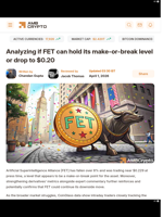 FET drops 8%, Is 10% crash to $0.20 next?