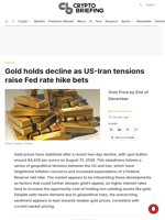 Gold holds decline as US-Iran tensions raise Fed rate hike bets