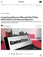 GameStop Renews Bitcoin Deal That Did Little for Its Record Quarter - Decrypt