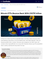 Bitcoin ETFs Bounce Back With $167M Inflow