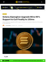 Solana Alpenglow Upgrade Wins 99% Support to Cut Finality to 150ms