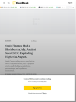 Ondo Finance News: Analyst Explains Why ONDO Could See Explosive Price Action in August