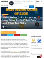 3 Best Meme Coins to Join for Long Term: Arctic Pablo Coin and Other Top Picks | Live Bitcoin News