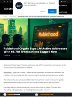 Robinhood Crypto Tops 1M Active Addresses