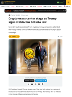 Crypto Execs Center Stage As Trump Signs Stablecoin Bill Into Law