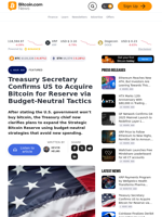 Treasury Secretary Confirms US to Acquire Bitcoin for Reserve via Budget-Neutral Tactics – Featured Bitcoin News