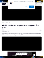 XRP Lost Most Important Support for $20 - U.Today