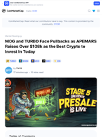 MOG and TURBO Face Pullbacks as APEMARS Raises Over $108k as the Best Crypto to Invest In Today: Guest Post by TNYR | CoinMarketCap