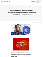 Hoskinson Plans Major Cardano Community Migration From X to Discord