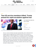 Two US service members killed; Trump poised for rapid escalation against Iran