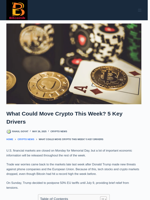 What Could Move Crypto This Week? 5 Key Drivers - Bitcoinik