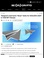 Anonymous User Sells $500K USDT on Telegram TON