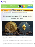 Bitcoin and Ethereum ETFs record $3.6B inflows this week - CoinJournal
