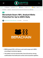 Berachain Soars 18%, Analyst Hints Potential for Up to 288% Rally - Crypto News Flash