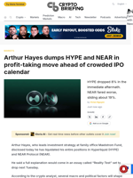 Arthur Hayes dumps HYPE and NEAR in profit-taking move ahead of crowded IPO calendar