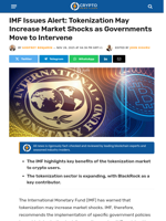 IMF Issues Alert: Tokenization May Increase Market Shocks