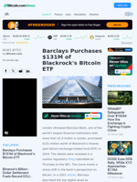 Barclays Purchases $131M of Blackrock's Bitcoin ETF – News Bytes Bitcoin News