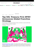 Top SOL Treasury Firm DFDV Announces Global Franchise Strategy - 