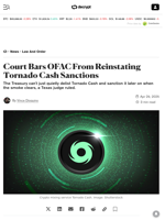 Court Bars OFAC From Reinstating Tornado Cash Sanctions - Decrypt