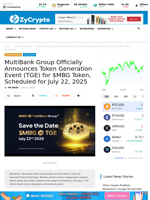 MultiBank Group Officially Announces Token Generation Event (TGE) for $MBG Token, Scheduled for July 22, 2025