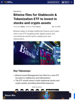 Bitwise files for Stablecoin & Tokenization ETF to invest in stocks and crypto assets