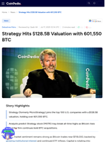 Strategy Hits $128.5B Valuation with 601,550 BTC