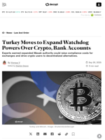 Turkey Moves to Expand Watchdog Powers Over Crypto, Bank Accounts - Decrypt