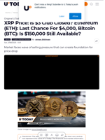 XRP Price: Is $3 Club Closed? Ethereum (ETH): Last Chance For $4,000, Bitcoin (BTC): Is $150,000 Still Available?